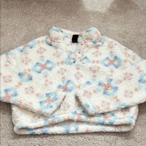 PacSun White and Blue Fleece Sweatshirt
